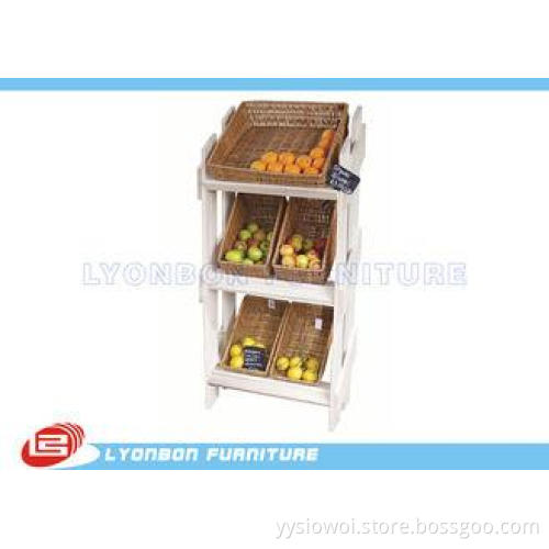 3 Tiers Fruit Wooden Display Stands MDF White Painted For S